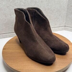 Munro Brown Suede‎ Leather Zip Up Heel Ankle Boots Bootie Size 7.5 N Narrow